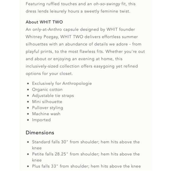 Anthropologie WHIT TWO Floral Mini Sleep Dress NWT SZ 1X - Picture 16 of 16